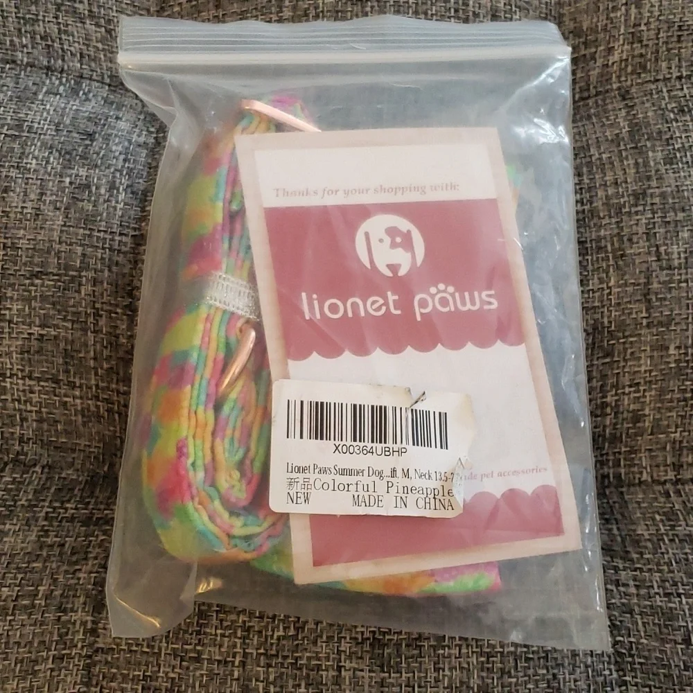 Lionet Paws Colorful Pineapple Dog Collar with Bowtie Size M